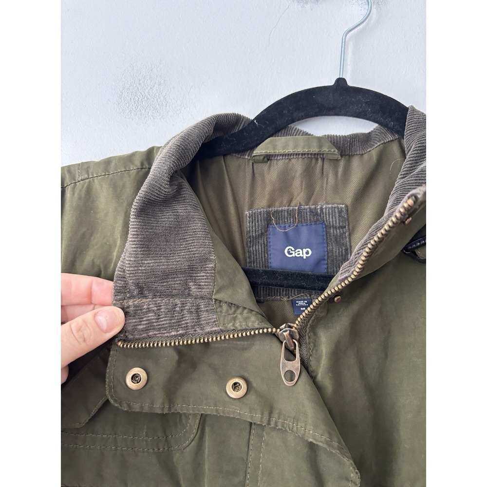 GAP Women's Green Full Zip Barn Jacket Chore Coat Corduroy Collar Size Medium - Picture 5 of 12